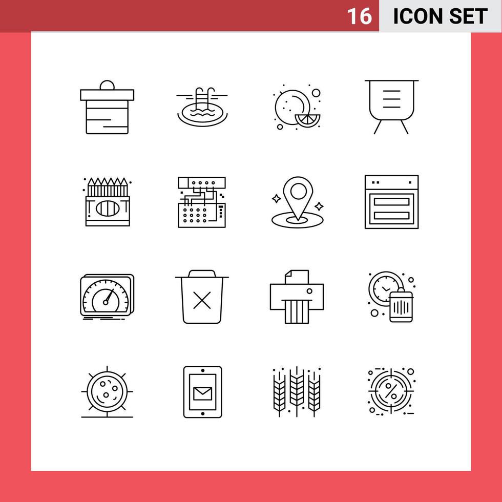 azione vettore icona imballare di 16 linea segni e simboli per colore rimuovere cibo prestazione Elimina modificabile vettore design elementi