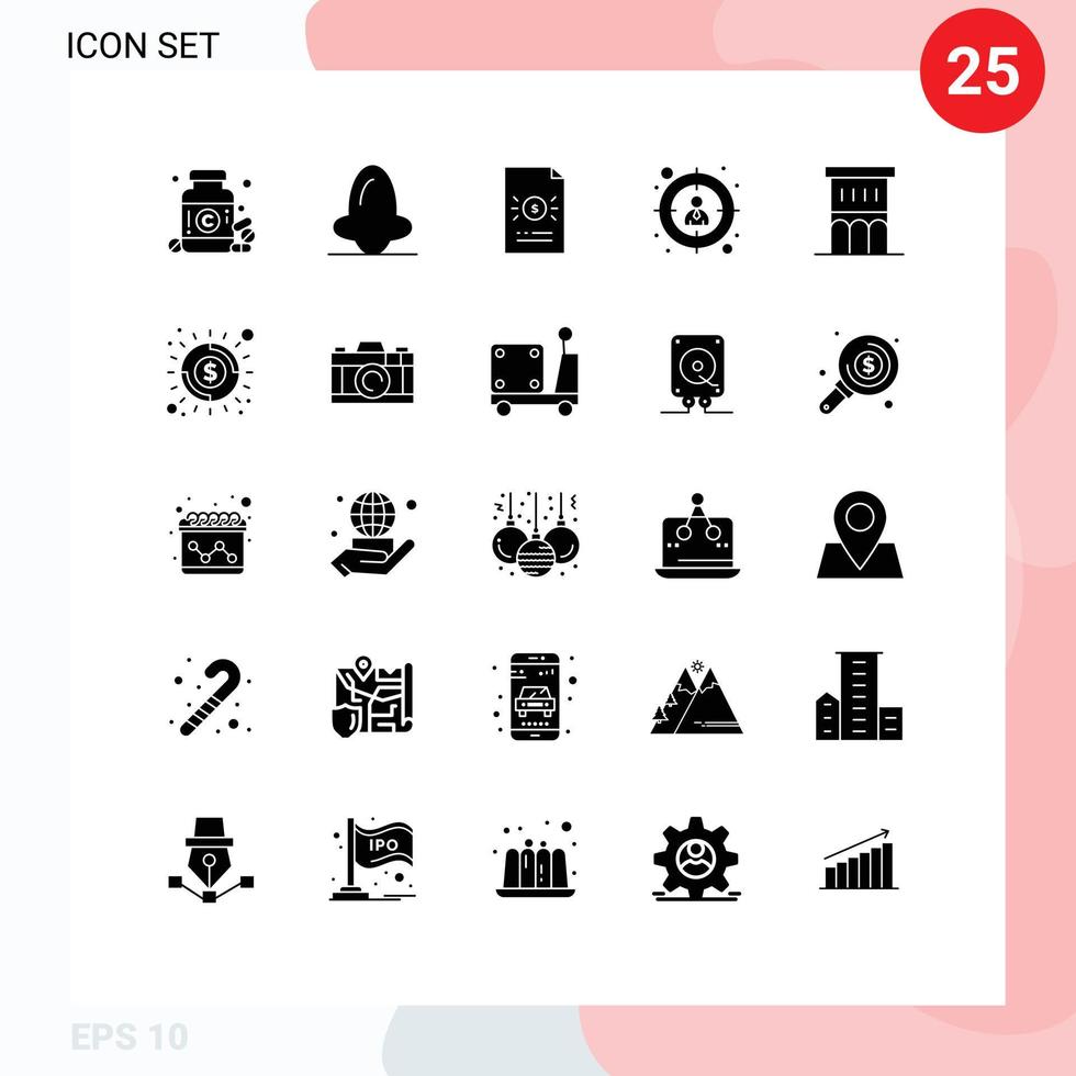 25 solido glifo concetto per siti web mobile e applicazioni architettura ricerca naso dipendente file modificabile vettore design elementi