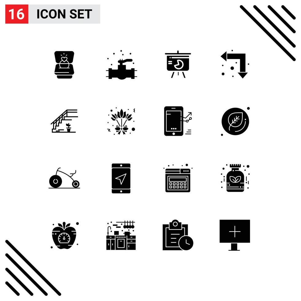 16 tematico vettore solido glifi e modificabile simboli di le scale su sinistra grafico frecce grafico modificabile vettore design elementi