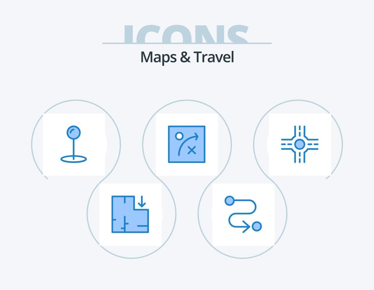 mappe e viaggio blu icona imballare 5 icona design. . algoritmo. vettore