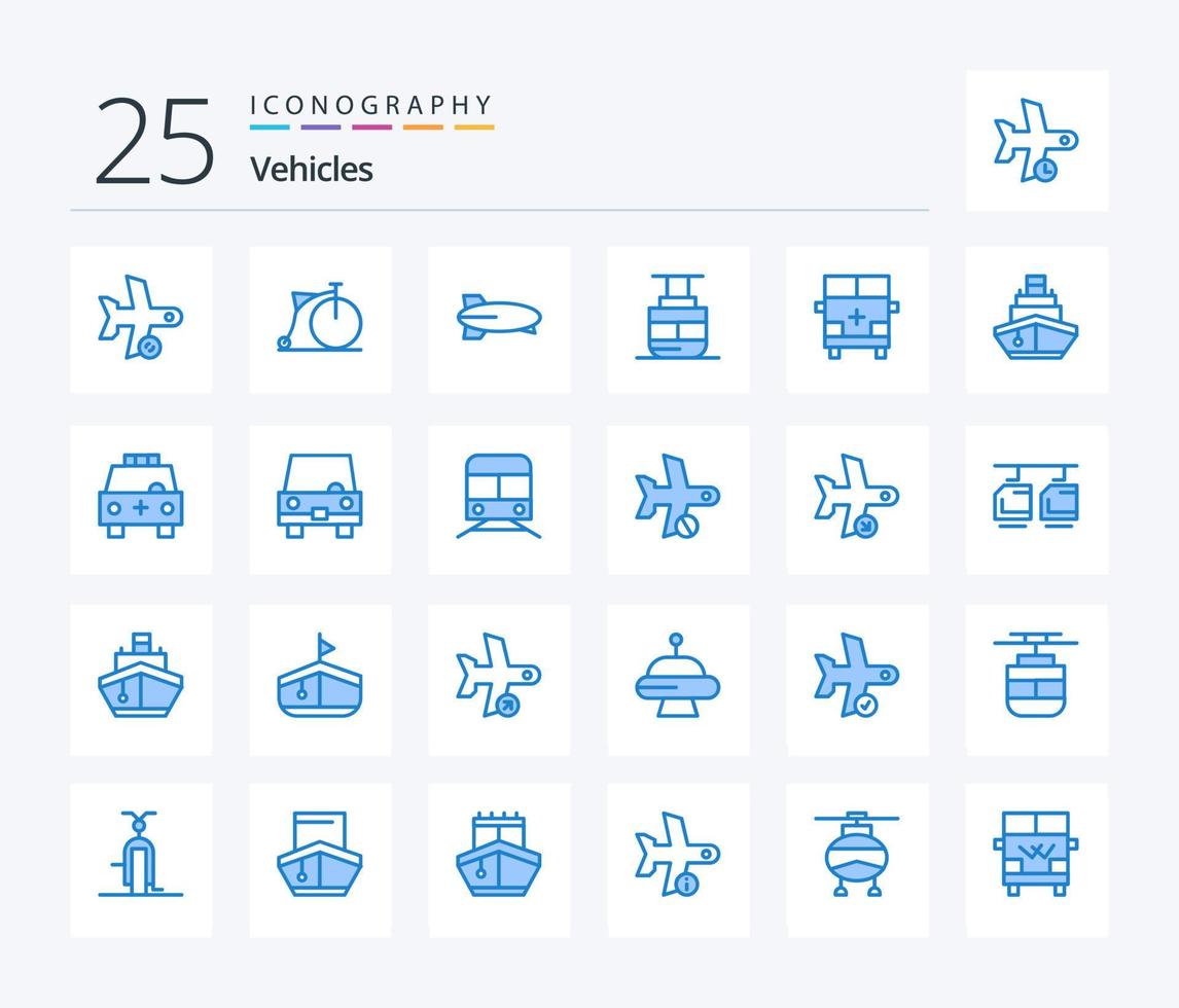 veicoli 25 blu colore icona imballare Compreso ambulanza. trasporto. ruota. trasporto. veicoli vettore