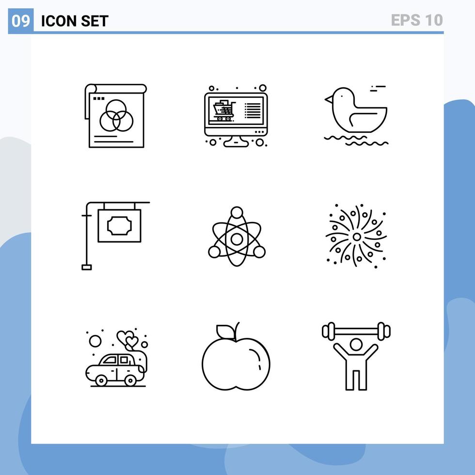 mobile interfaccia schema impostato di 9 pittogrammi di formazione scolastica atomo elenco strada cartello modificabile vettore design elementi