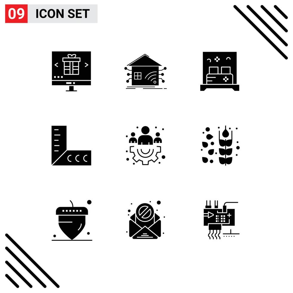 9 creativo icone moderno segni e simboli di gruppo righello inteligente geometria camera modificabile vettore design elementi