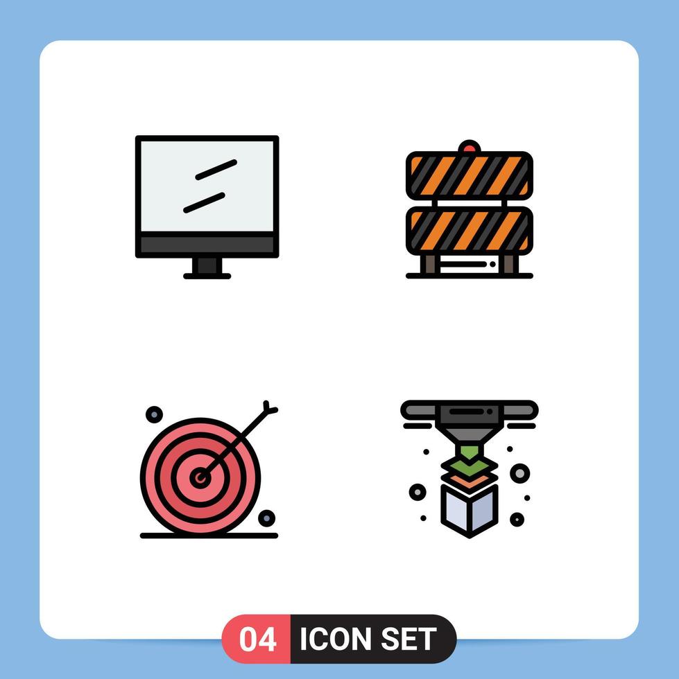 4 creativo icone moderno segni e simboli di computer obbiettivo barriera Lavorando la zona bersaglio modificabile vettore design elementi