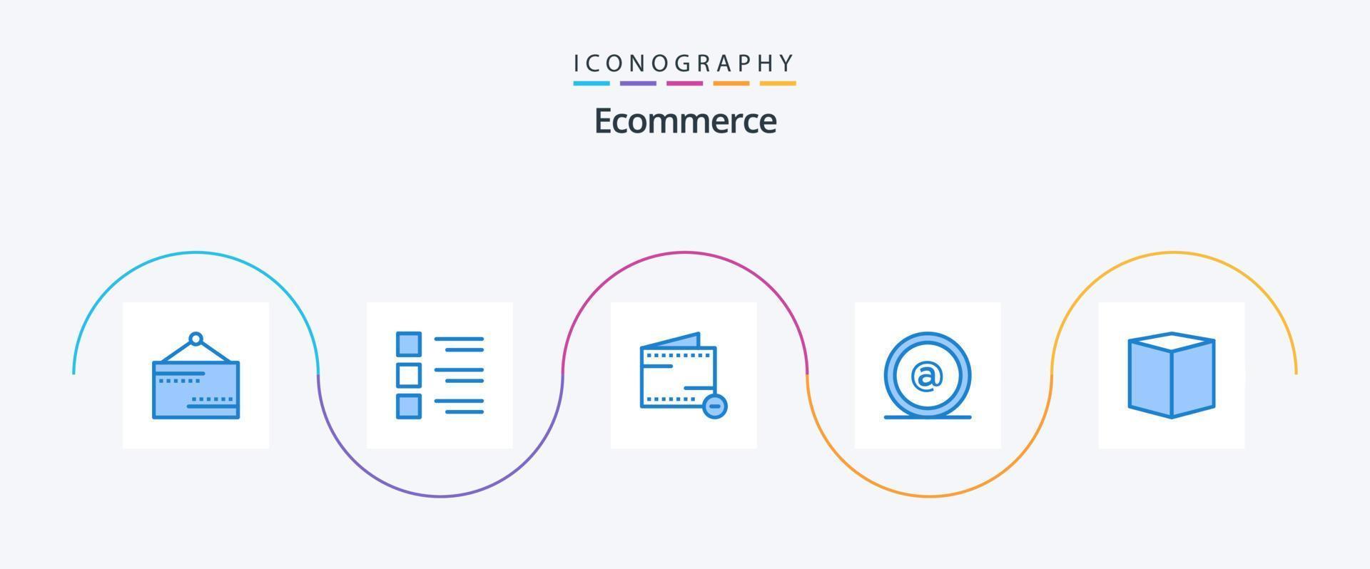 e-commerce blu 5 icona imballare Compreso scatola. id. Visualizza. e-mail. portafoglio vettore