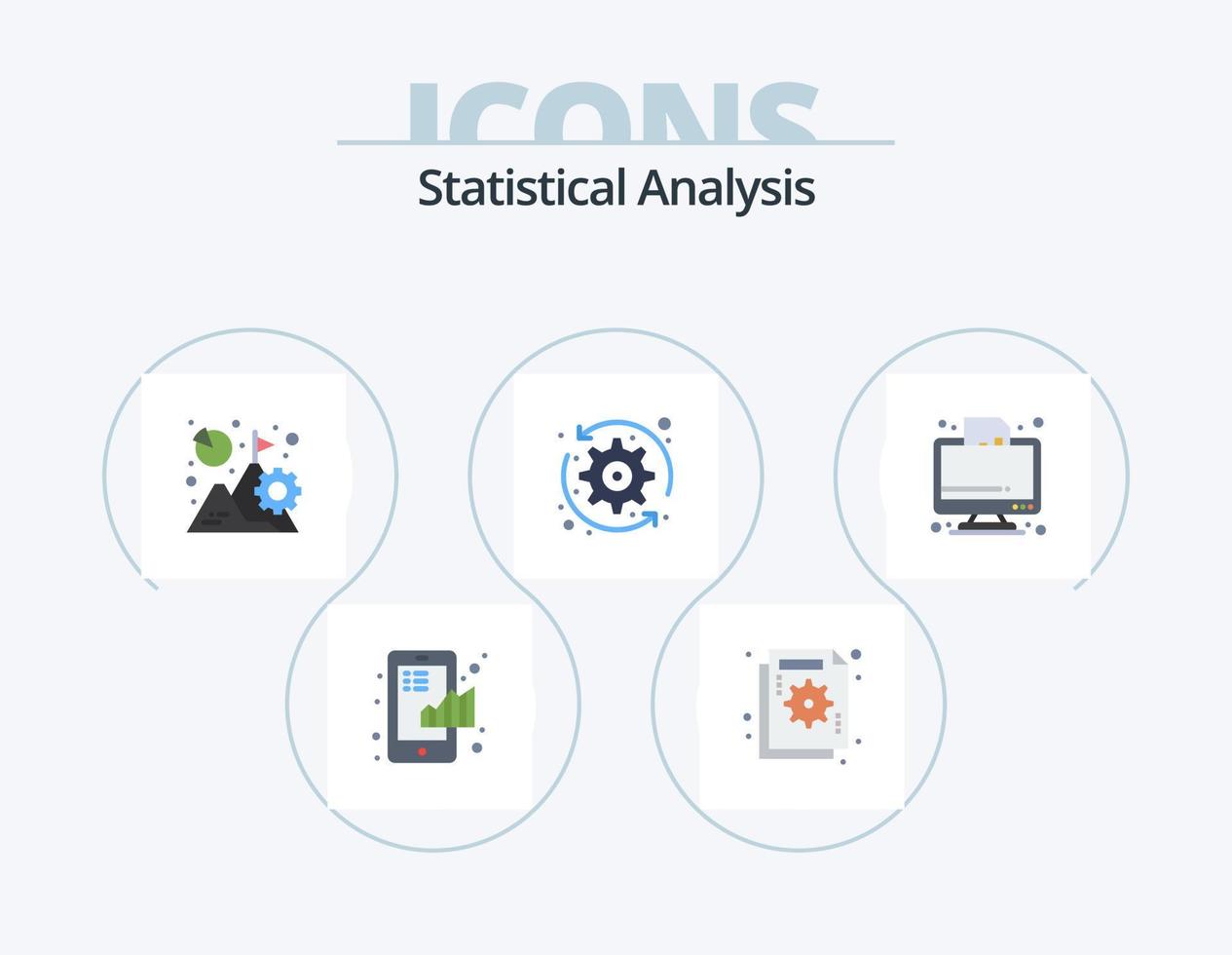 statistico analisi piatto icona imballare 5 icona design. sistema. frecce. fallimento. missione. grafico vettore