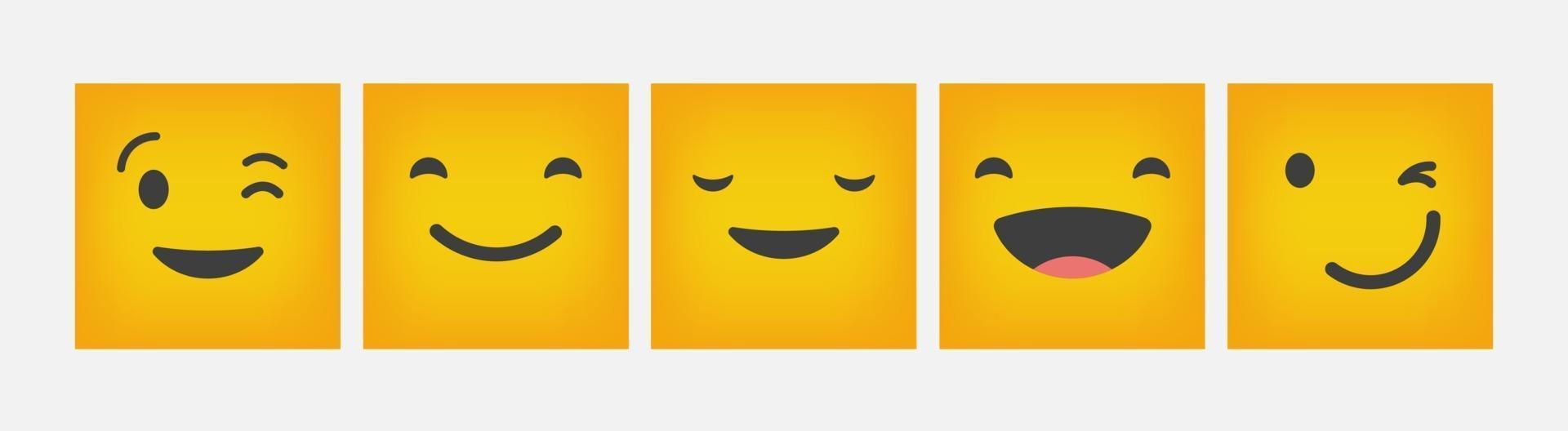 quadrato di emoticon di reazione di progettazione impostato piatto - vettore