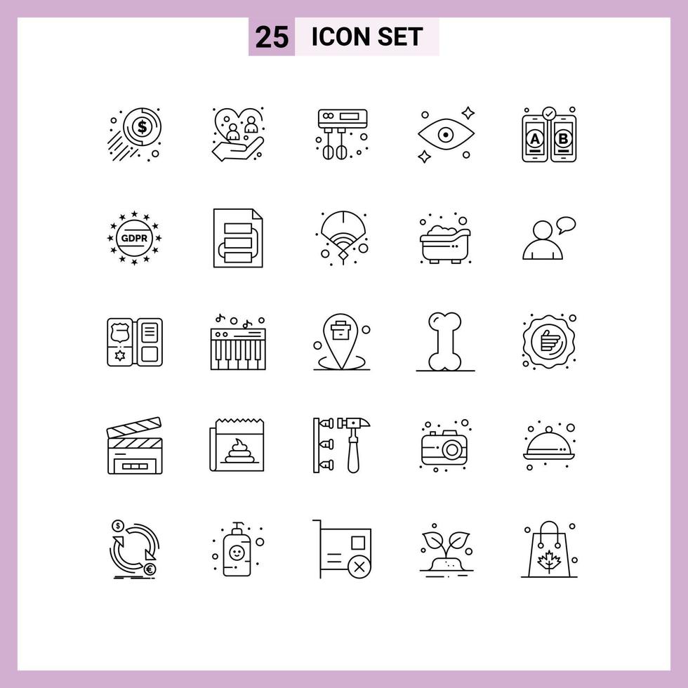 impostato di 25 moderno ui icone simboli segni per mobile sviluppo protezione Guardando occhio modificabile vettore design elementi