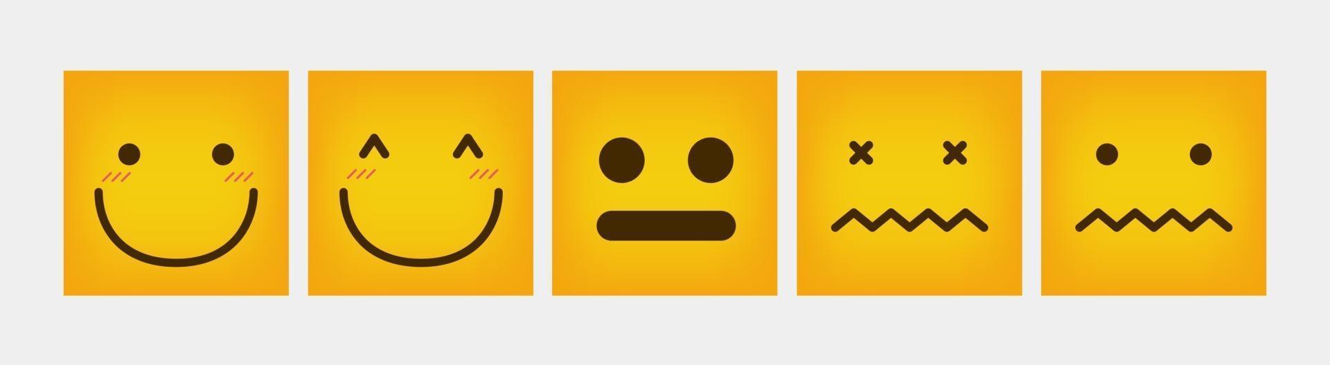 emoticon di design quadrato di reazione impostato piatto vettore