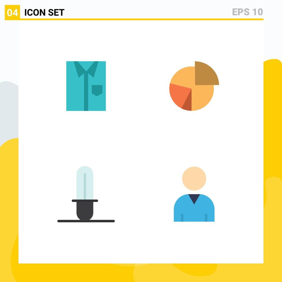 4 piatto icona concetto per siti web mobile e applicazioni camicia diagramma vestito indossare grafico modificabile vettore design elementi