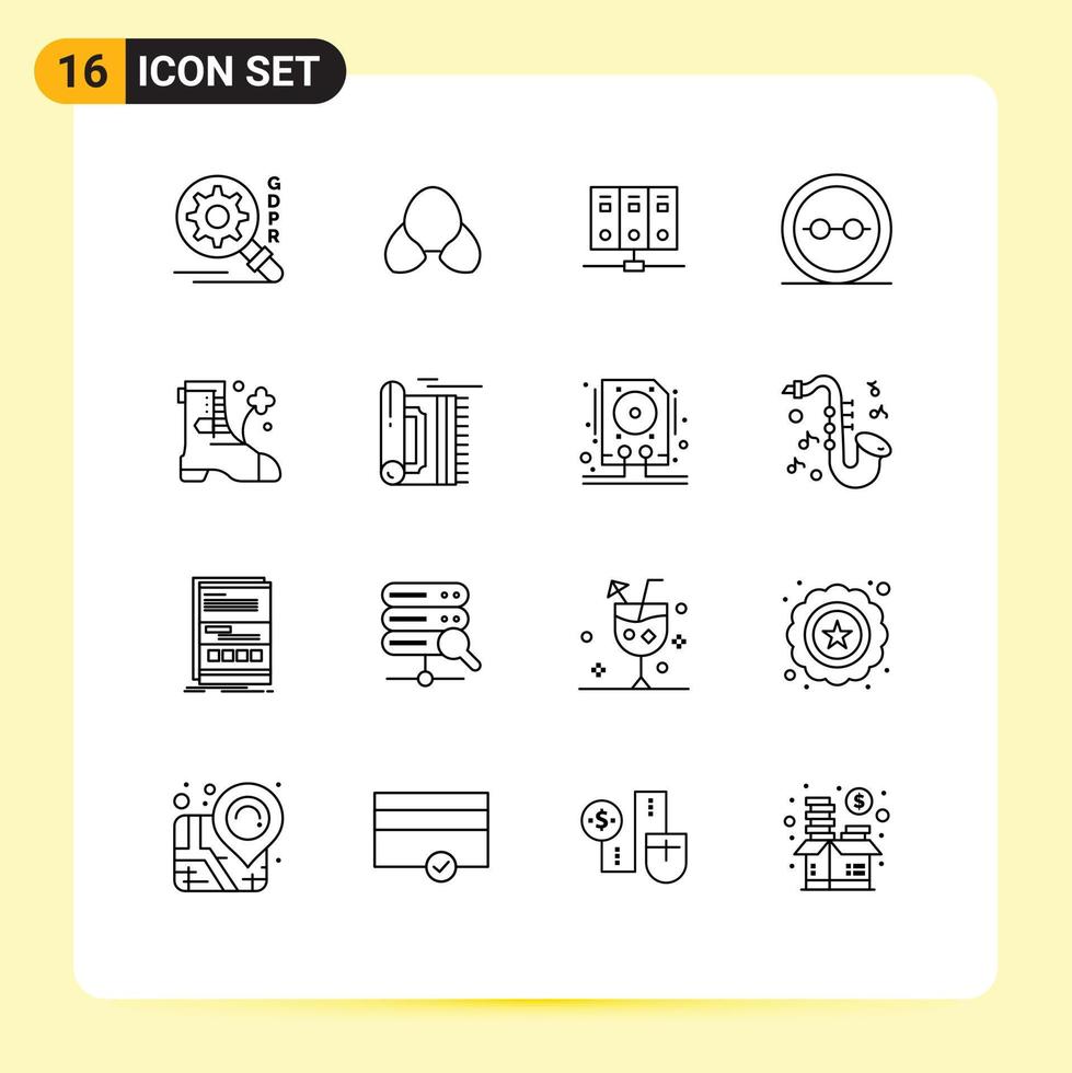 impostato di 16 moderno ui icone simboli segni per scarpa bicchieri computer disadattato occhio bicchieri modificabile vettore design elementi