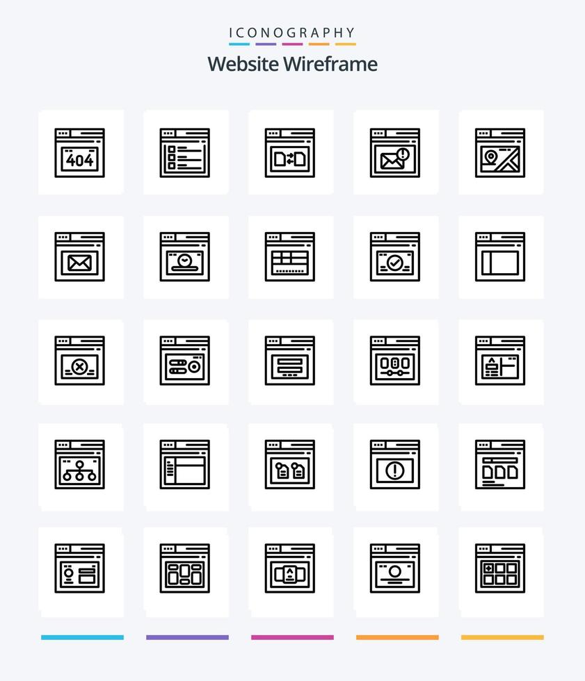 creativo sito web wireframe 25 schema icona imballare come come ragnatela. pagina. sicuro. posta. del browser vettore