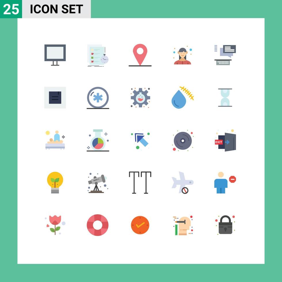 25 piatto colore concetto per siti web mobile e applicazioni chiacchierando Chiacchierare tempo attività commerciale femmina modificabile vettore design elementi