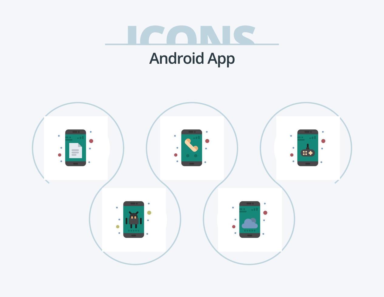 androide App piatto icona imballare 5 icona design. app. Telefono. dati. mobile. App vettore