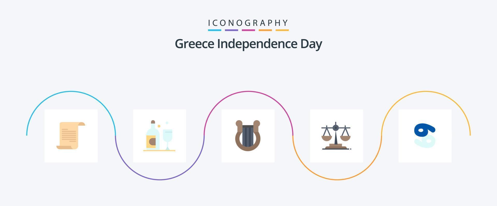 Grecia indipendenza giorno piatto 5 icona imballare Compreso Grecia. cancro. arpa. astrologia. Irlanda vettore