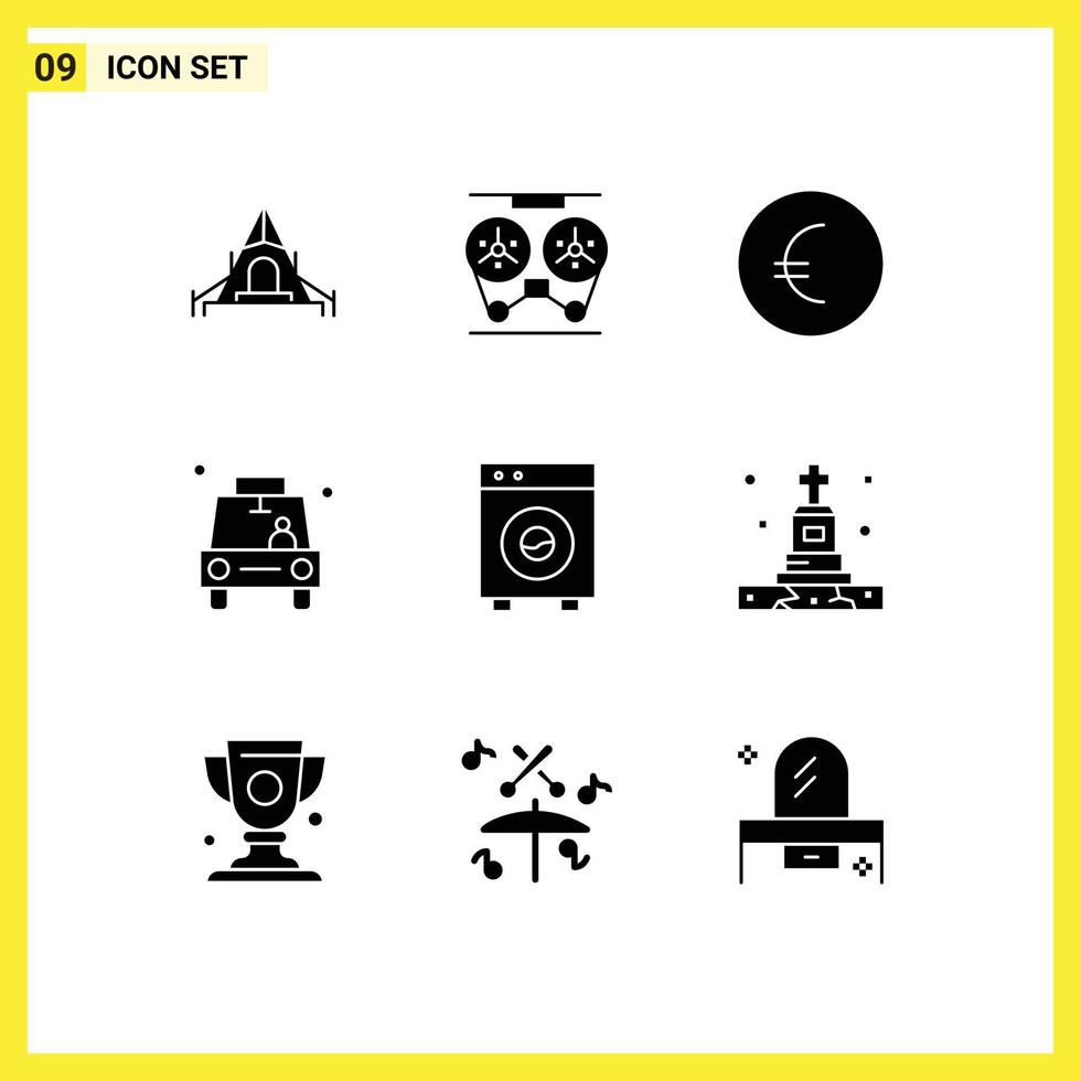 9 creativo icone moderno segni e simboli di dispositivi automazione Euro Taxi Posizione modificabile vettore design elementi