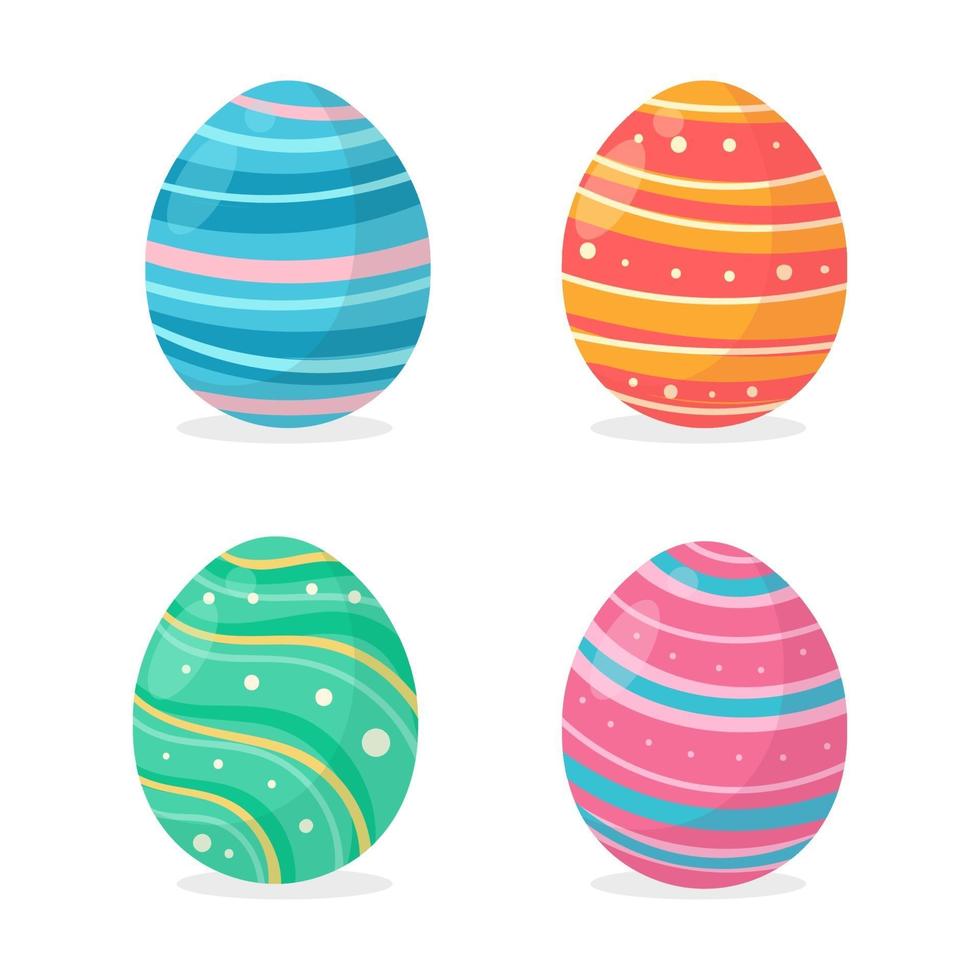 uova dipinte in vari motivi colorati per decorare i cartoncini dati ai bambini a Pasqua. vettore