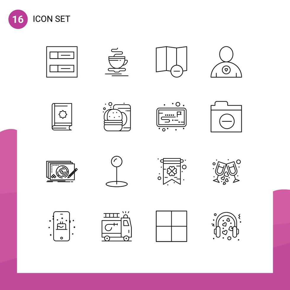 impostato di 16 commerciale lineamenti imballare per hamburger Ramadhan carta geografica Islam Corano modificabile vettore design elementi