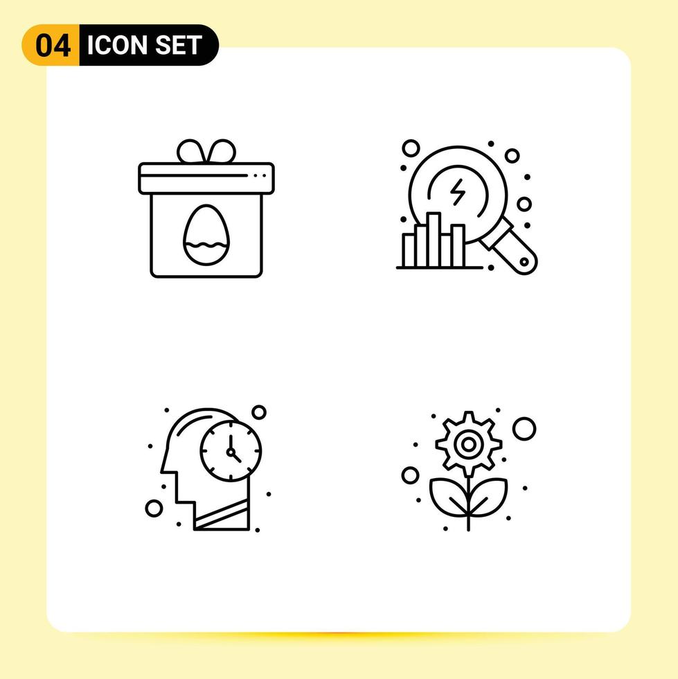 4 linea concetto per siti web mobile e applicazioni regalo mente Pasqua dati raccolta differenziata modificabile vettore design elementi