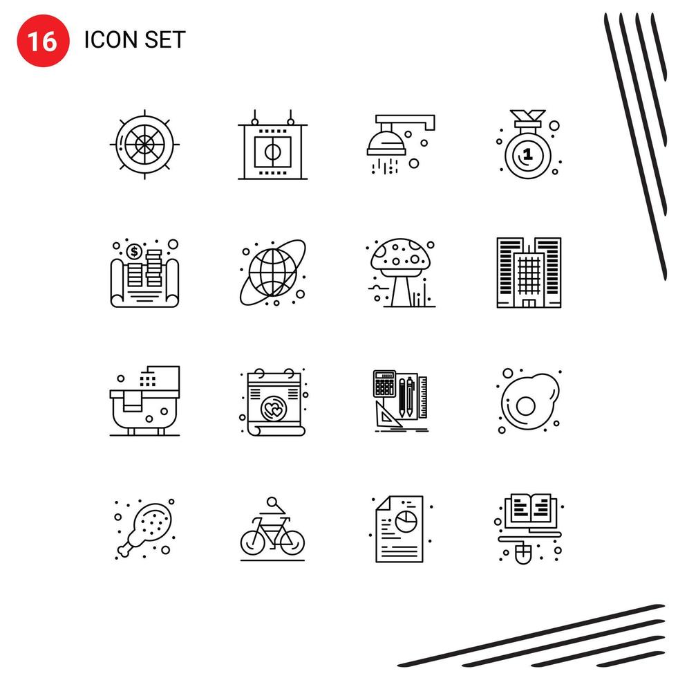 16 creativo icone moderno segni e simboli di monete medaglia bagno emblema premio modificabile vettore design elementi