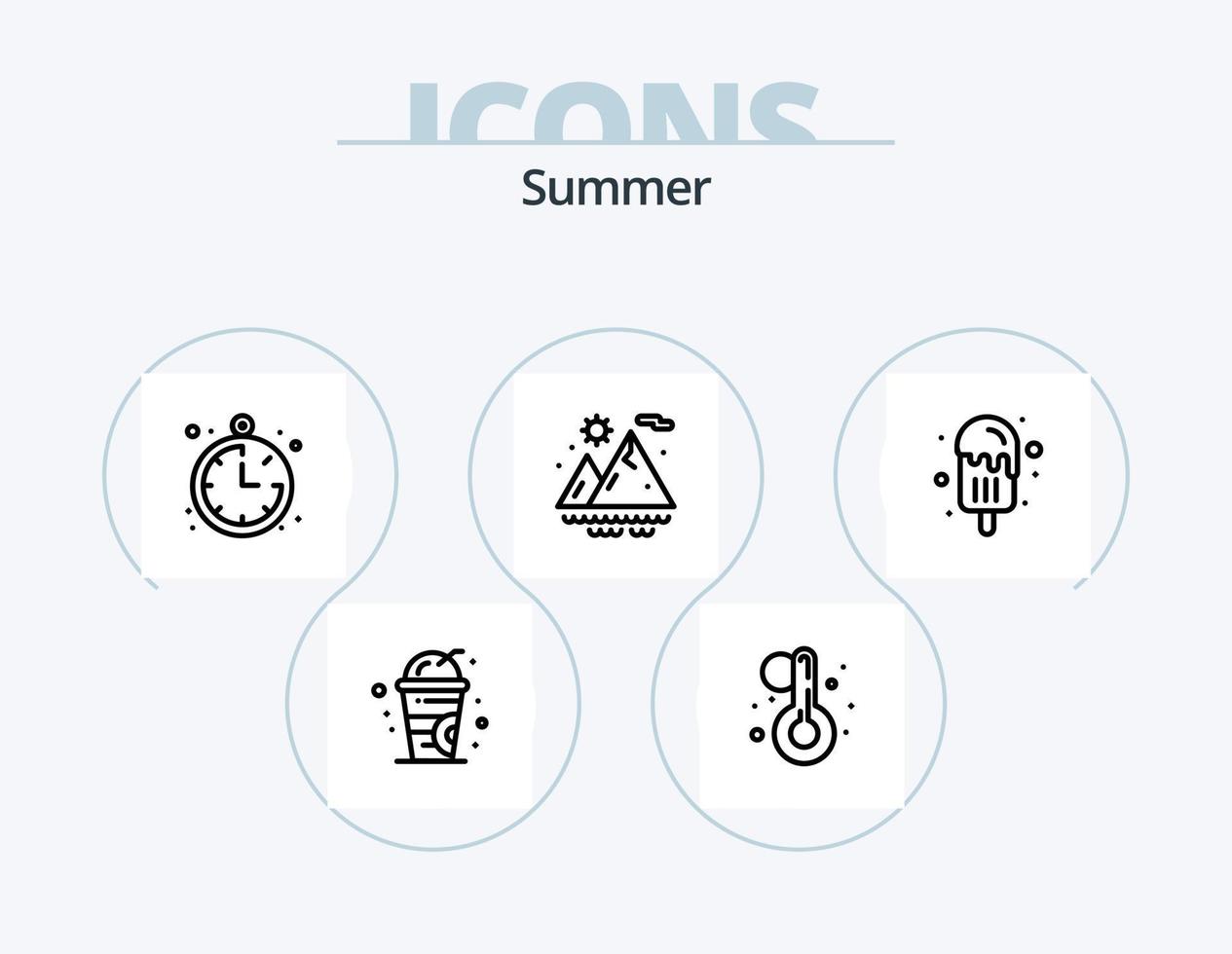 estate linea icona imballare 5 icona design. . letto. estate. spiaggia. estate vettore