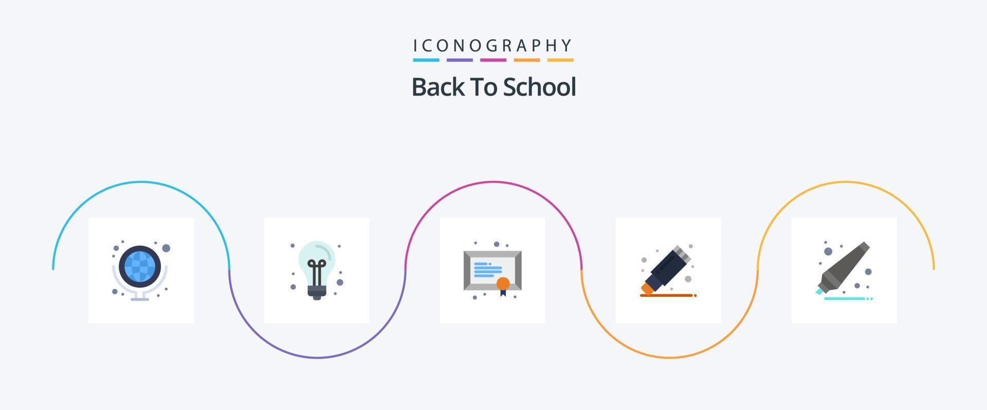 indietro per scuola piatto 5 icona imballare Compreso indietro per scuola. gomma. luce. dispositivo di rimozione. studia vettore