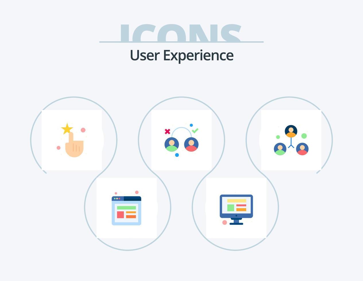 utente Esperienza piatto icona imballare 5 icona design. squadra. gruppo. interfaccia. sociale media. analisi vettore