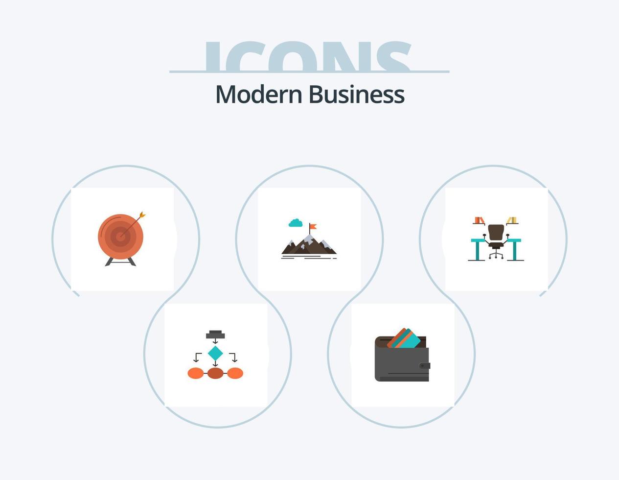 moderno attività commerciale piatto icona imballare 5 icona design. obiettivo. archivio. Contanti. scopo. i soldi vettore