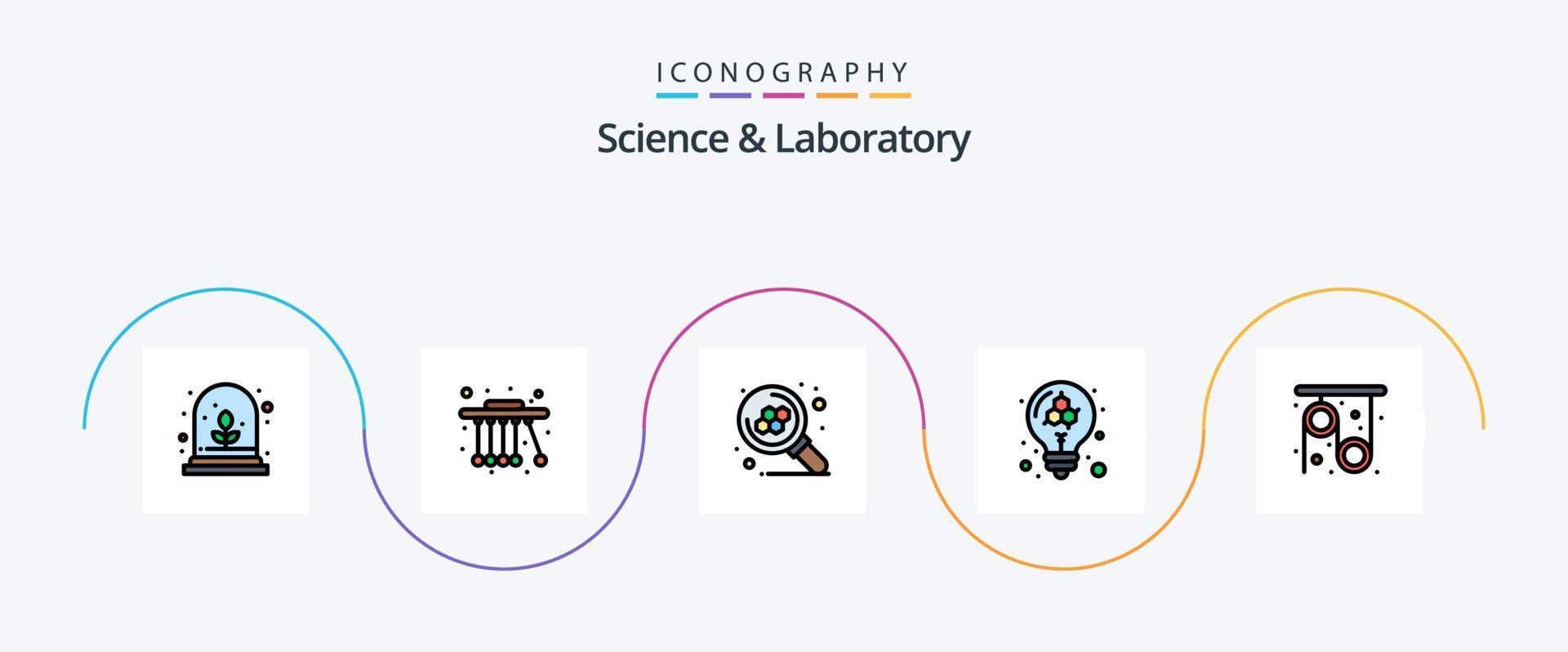 scienza linea pieno piatto 5 icona imballare Compreso scienza. puleggia. scienza. fisica. modello vettore