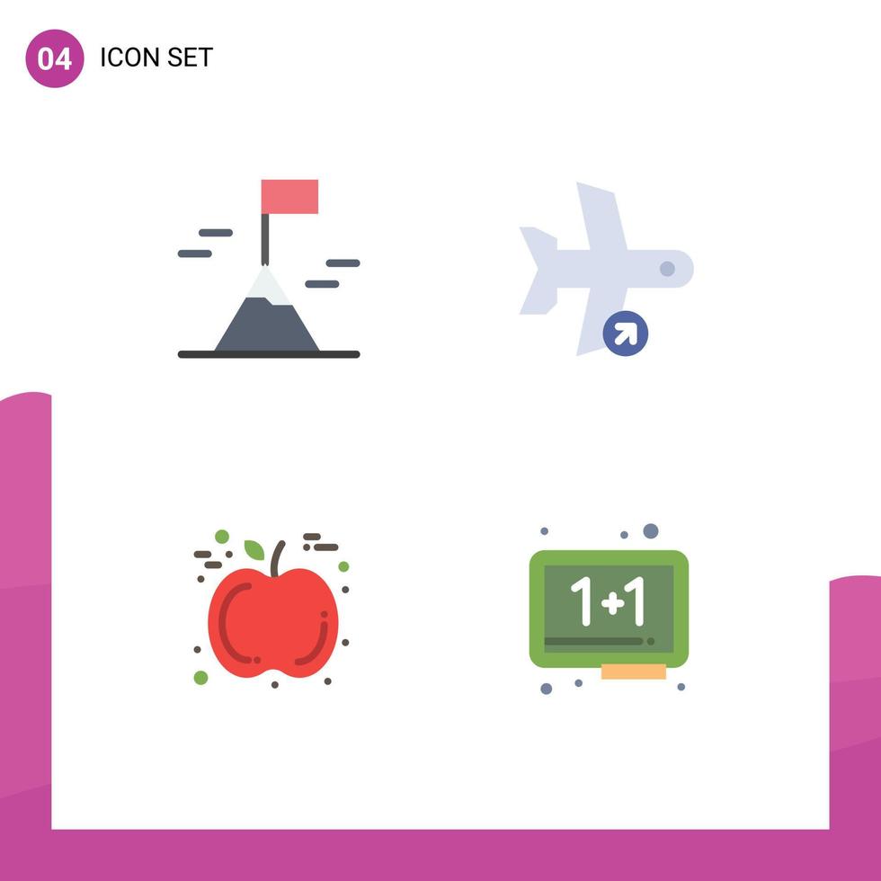 moderno impostato di 4 piatto icone e simboli come come avventura frutta volo prendere tavola modificabile vettore design elementi
