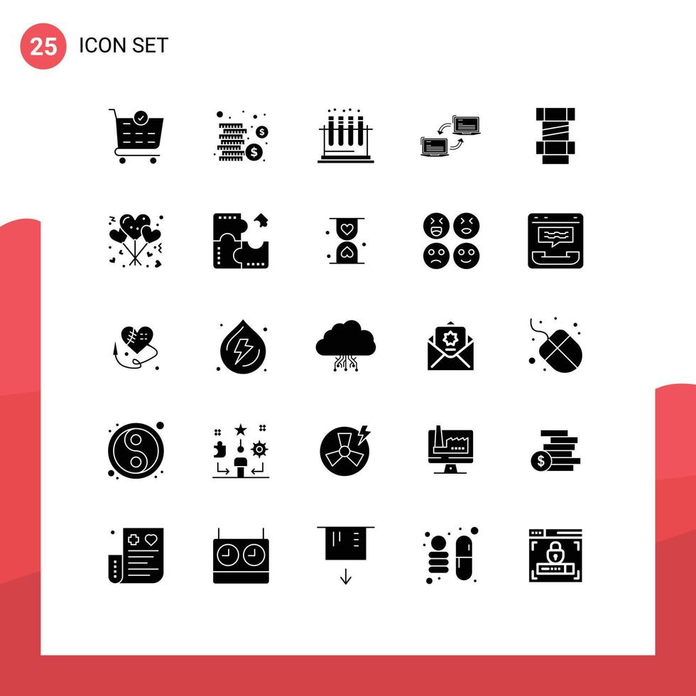 25 solido glifo concetto per siti web mobile e applicazioni ingegneria falegname test sync collegamento modificabile vettore design elementi