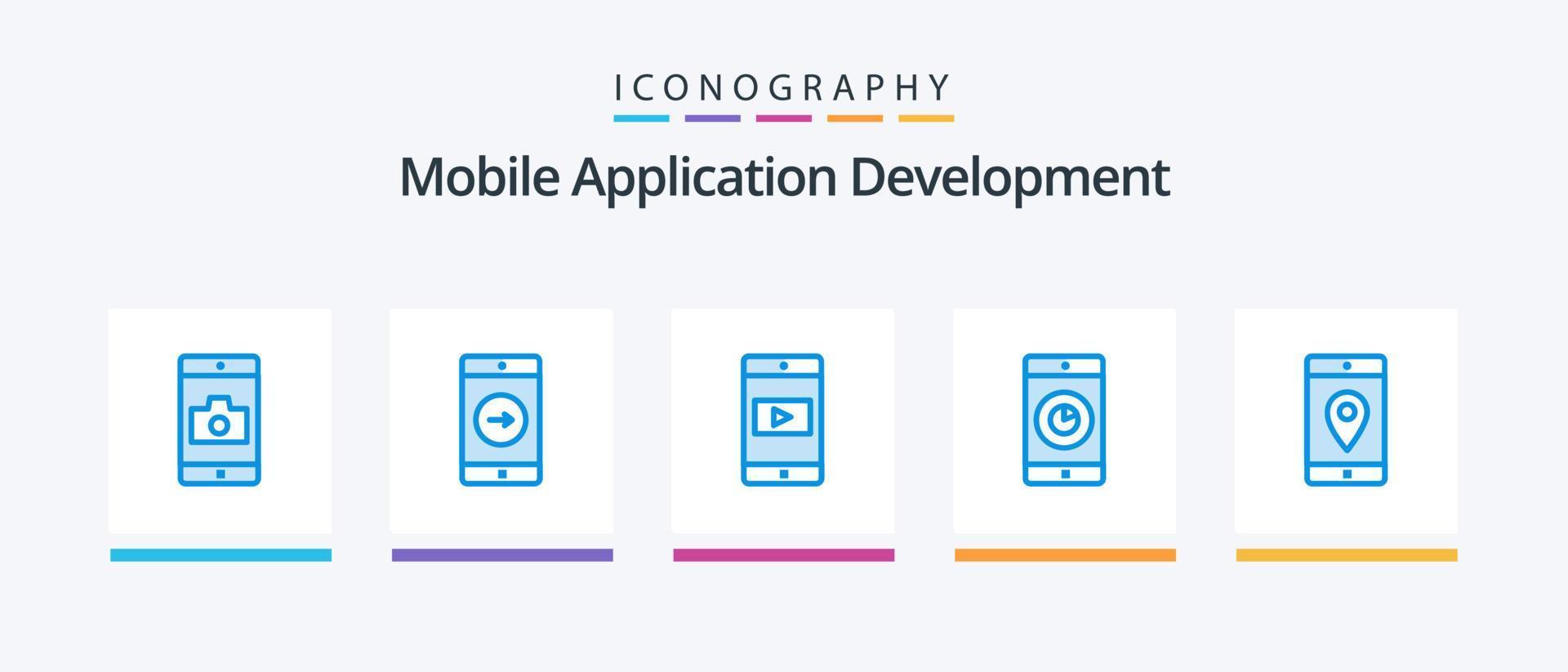 mobile applicazione sviluppo blu 5 icona imballare Compreso mobile. volta. applicazione. mobile applicazione. applicazione. creativo icone design vettore