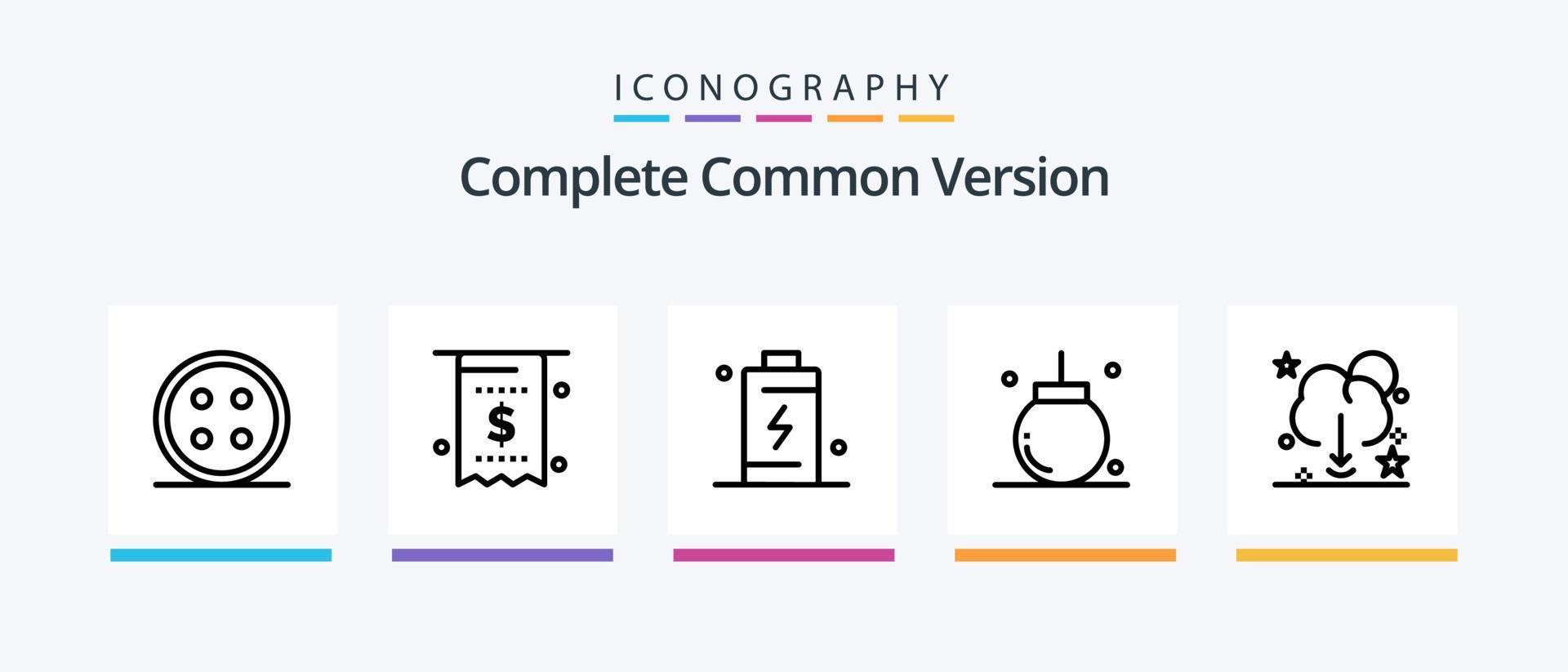 completare Comune versione linea 5 icona imballare Compreso cerchio. negozio. nube. e-commerce. Borsa. creativo icone design vettore