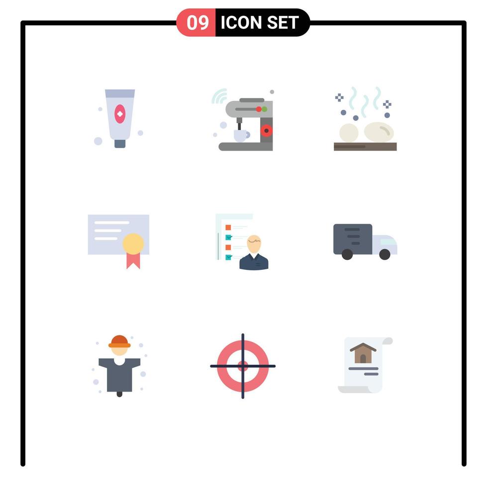 9 utente interfaccia piatto colore imballare di moderno segni e simboli di profilo diploma Wi-Fi certificato pietre modificabile vettore design elementi
