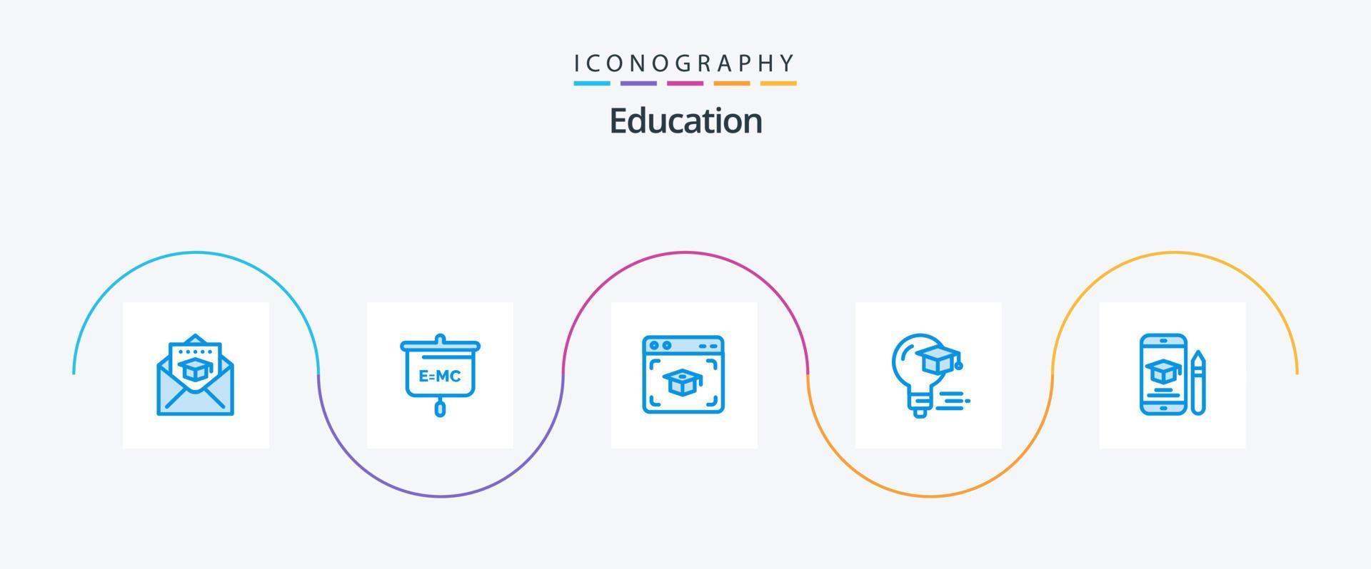 formazione scolastica blu 5 icona imballare Compreso formazione scolastica. la laurea. ragnatela. formazione scolastica. lampadina vettore