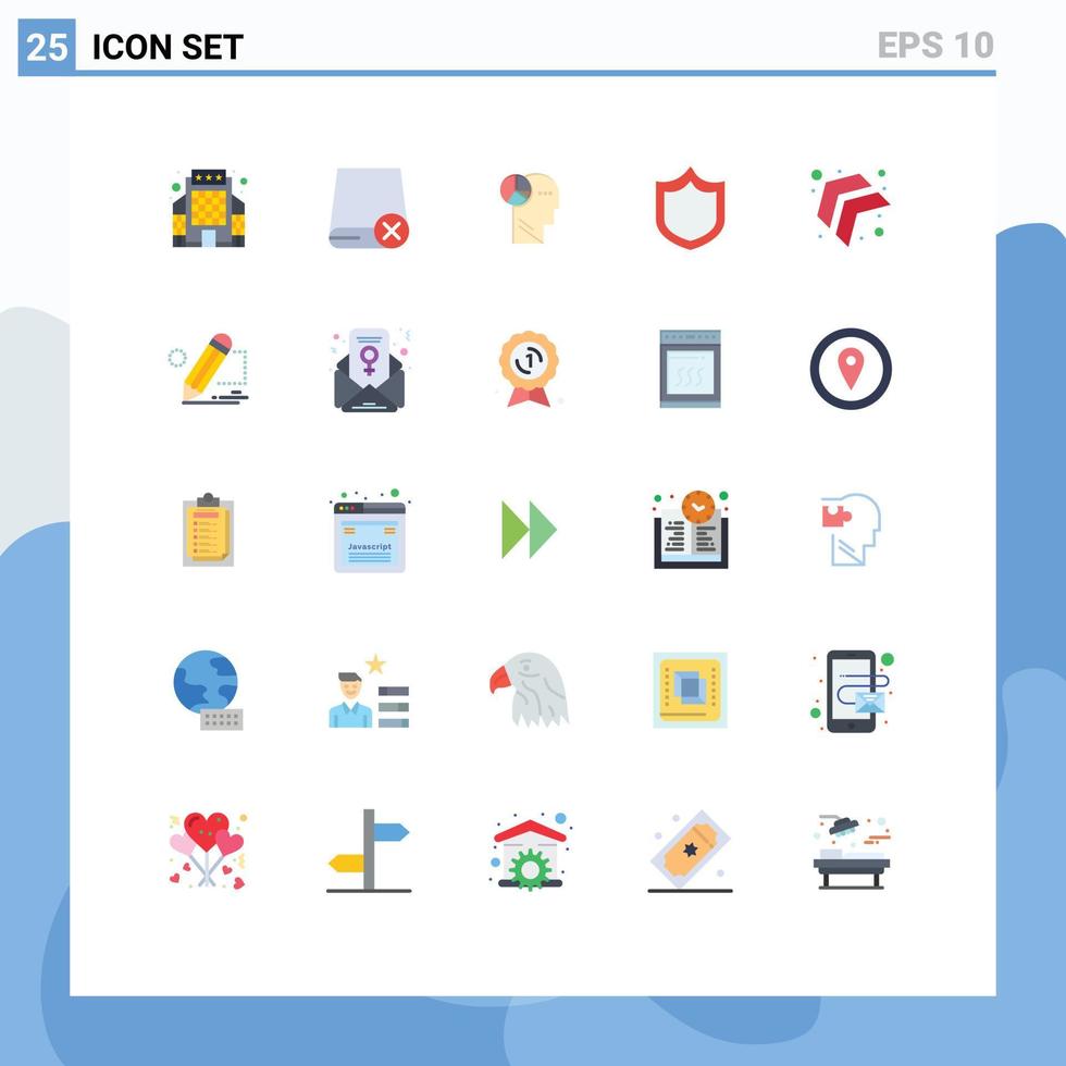 mobile interfaccia piatto colore impostato di 25 pittogrammi di su scudo hardware protezione pensiero modificabile vettore design elementi