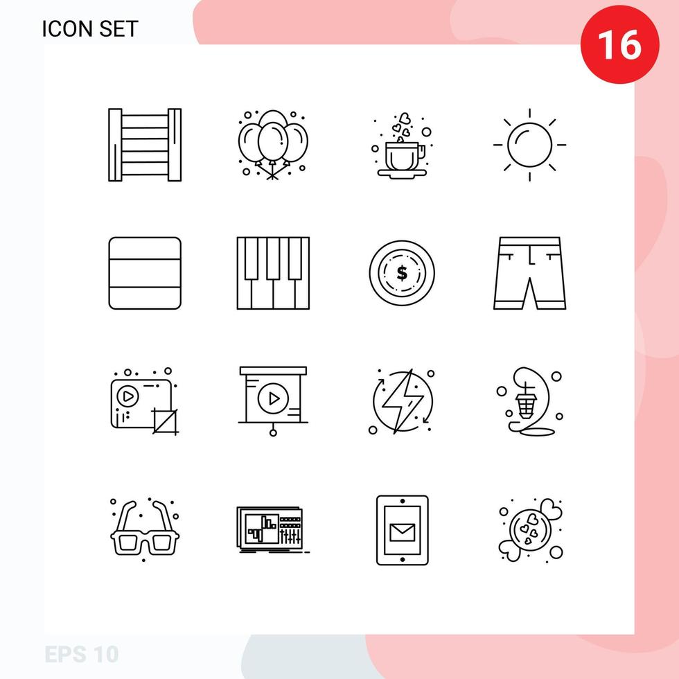 16 creativo icone moderno segni e simboli di tastiera pila cuore disposizione sole modificabile vettore design elementi