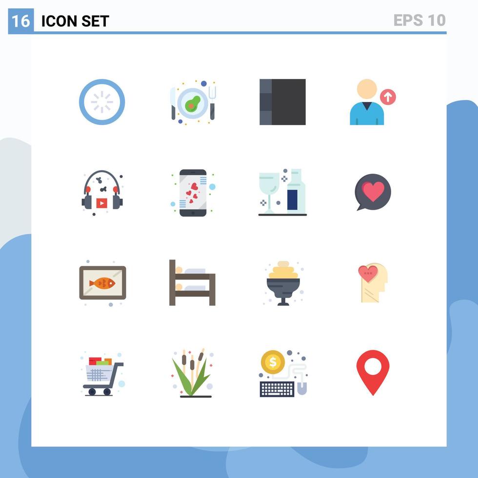 impostato di 16 moderno ui icone simboli segni per cuore cuffie griglia passatempo utente modificabile imballare di creativo vettore design elementi