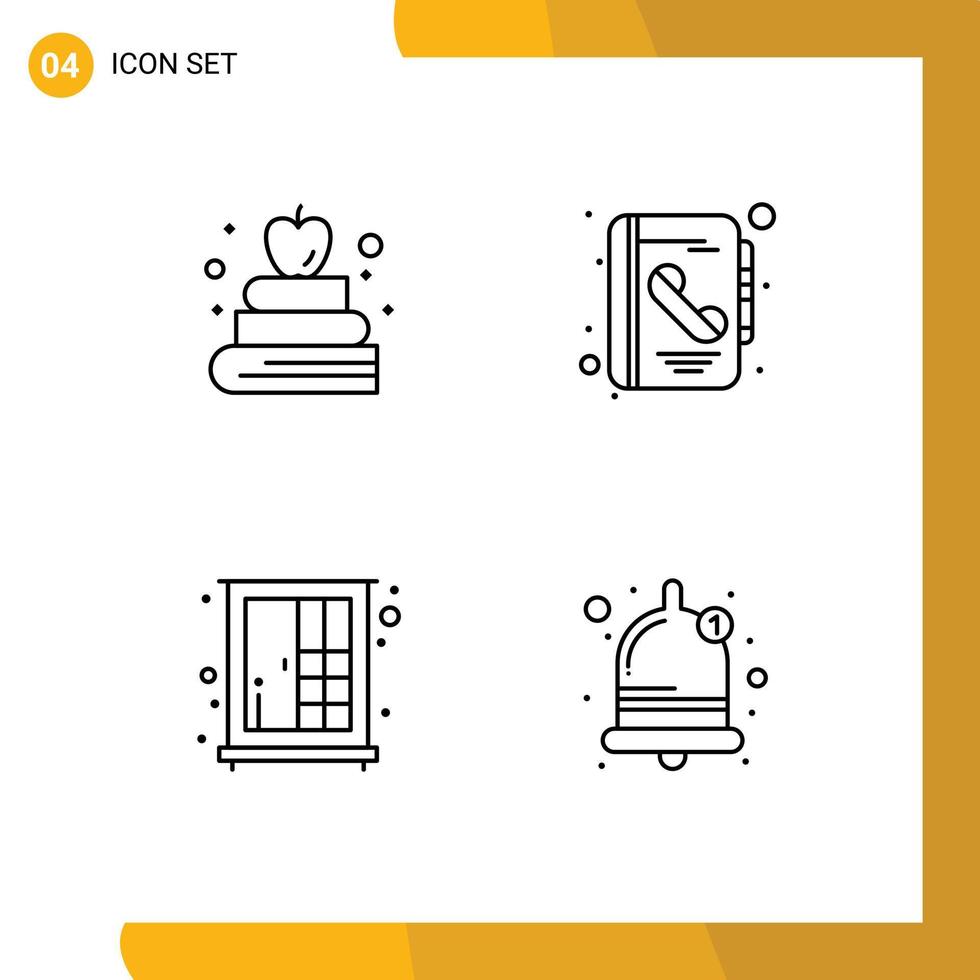 impostato di 4 moderno ui icone simboli segni per Mela interno indirizzo chiamata allarme modificabile vettore design elementi