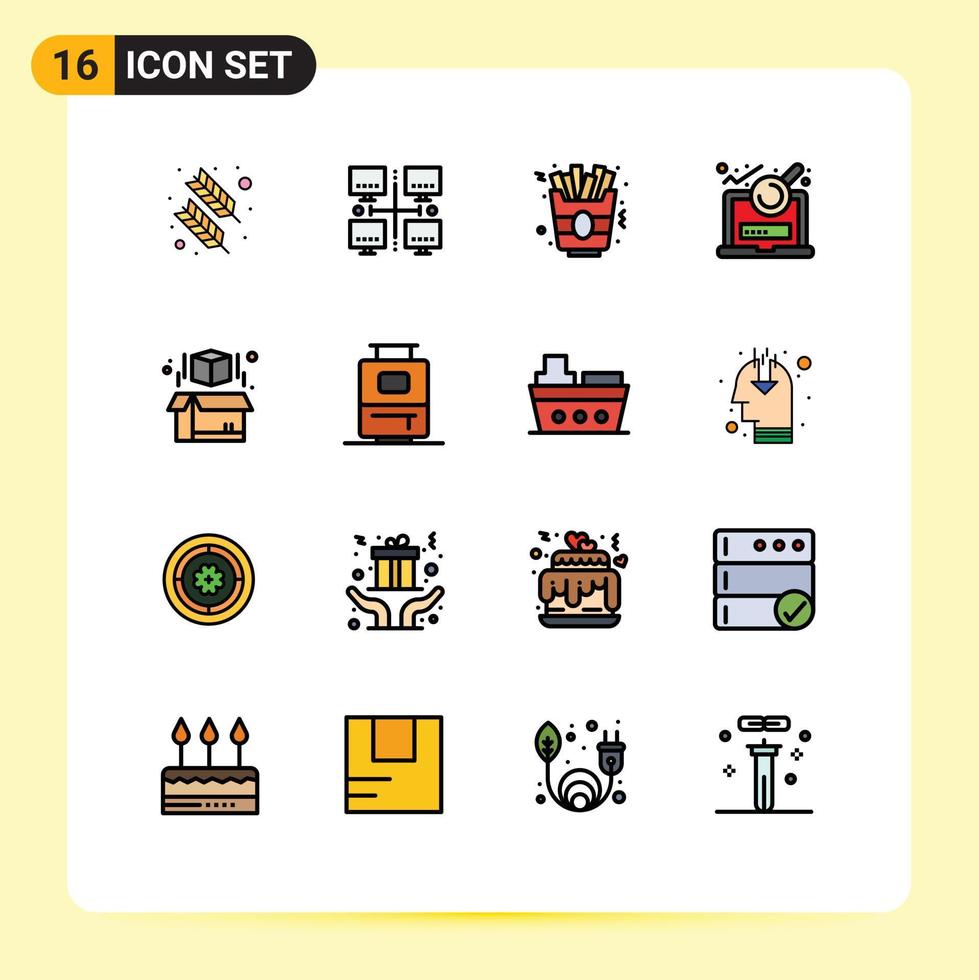 16 creativo icone moderno segni e simboli di stampa scatola veloce cibo accesso file modificabile creativo vettore design elementi