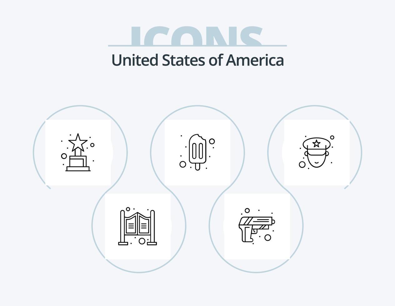 Stati Uniti d'America linea icona imballare 5 icona design. gioco. macchina. americano. casinò. ghiacciolo vettore