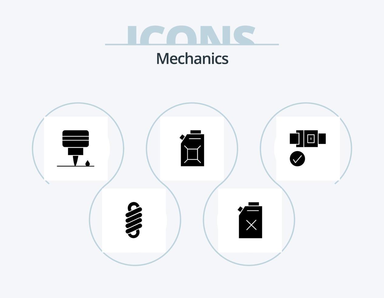 meccanica glifo icona imballare 5 icona design. . . olio. sicurezza. cintura vettore