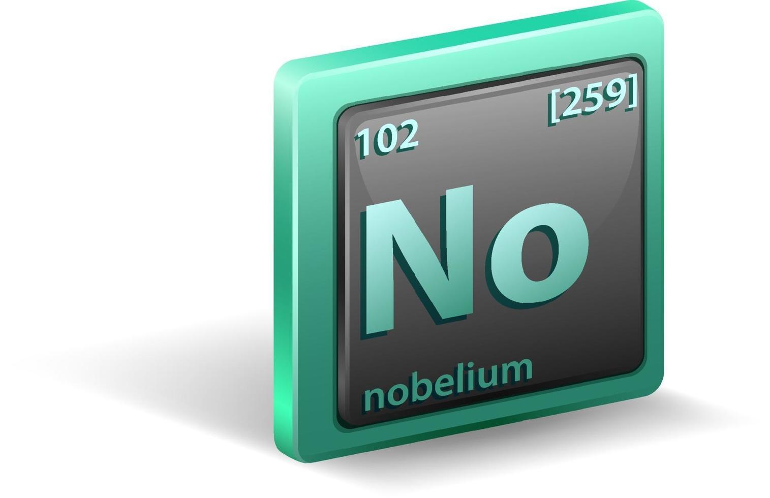 elemento chimico nobelium. simbolo chimico con numero atomico e massa atomica vettore