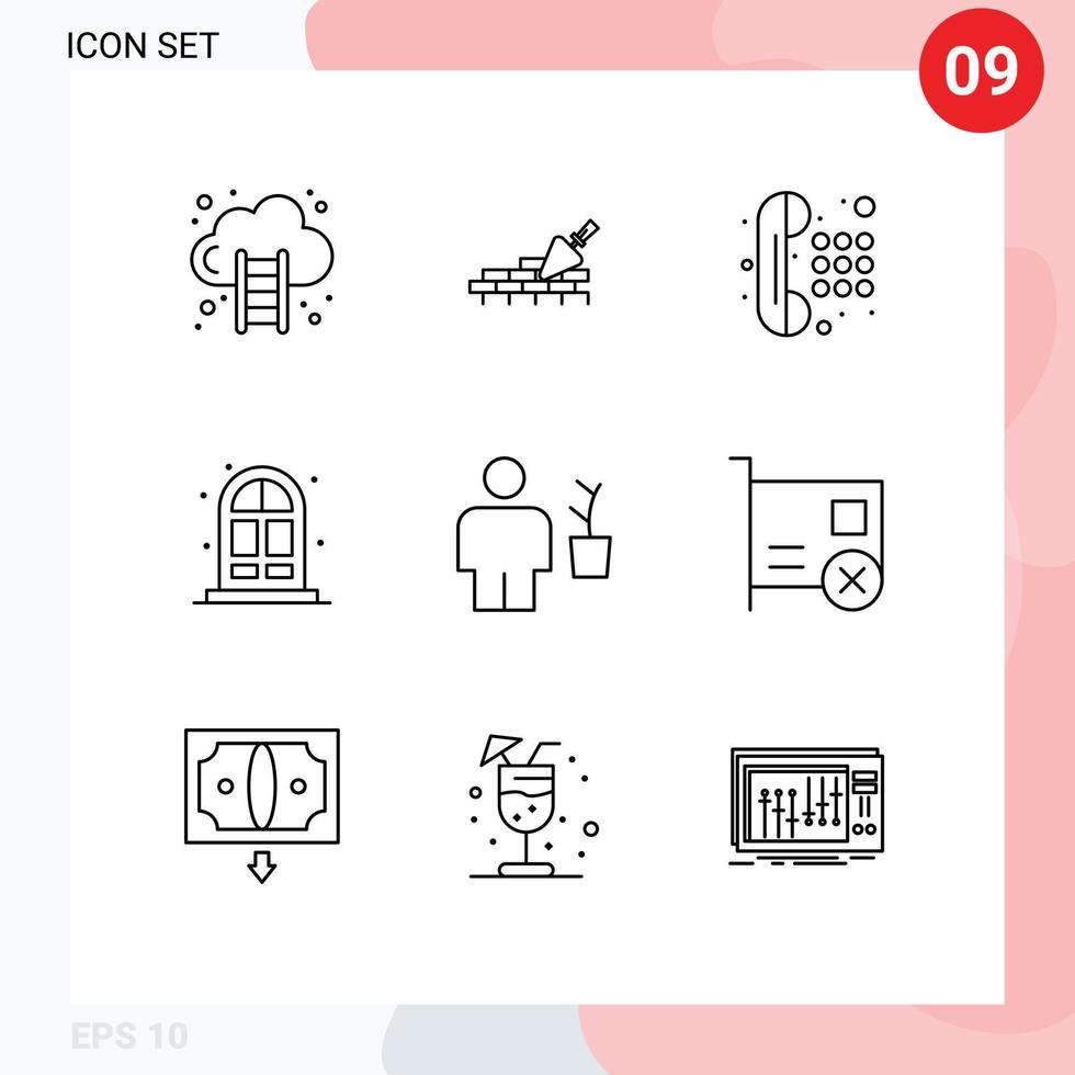 9 tematico vettore lineamenti e modificabile simboli di umano avatar comunicazione porta casa modificabile vettore design elementi