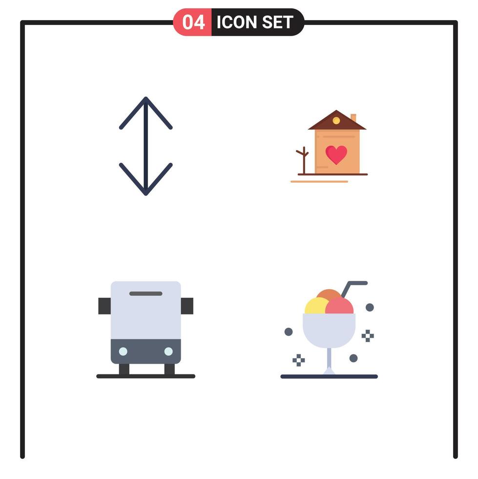 4 piatto icona concetto per siti web mobile e applicazioni freccia auto casa coppia trasporto modificabile vettore design elementi