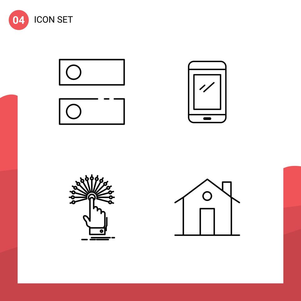 azione vettore icona imballare di 4 linea segni e simboli per dns raggiungere utensili mobile destinazione modificabile vettore design elementi