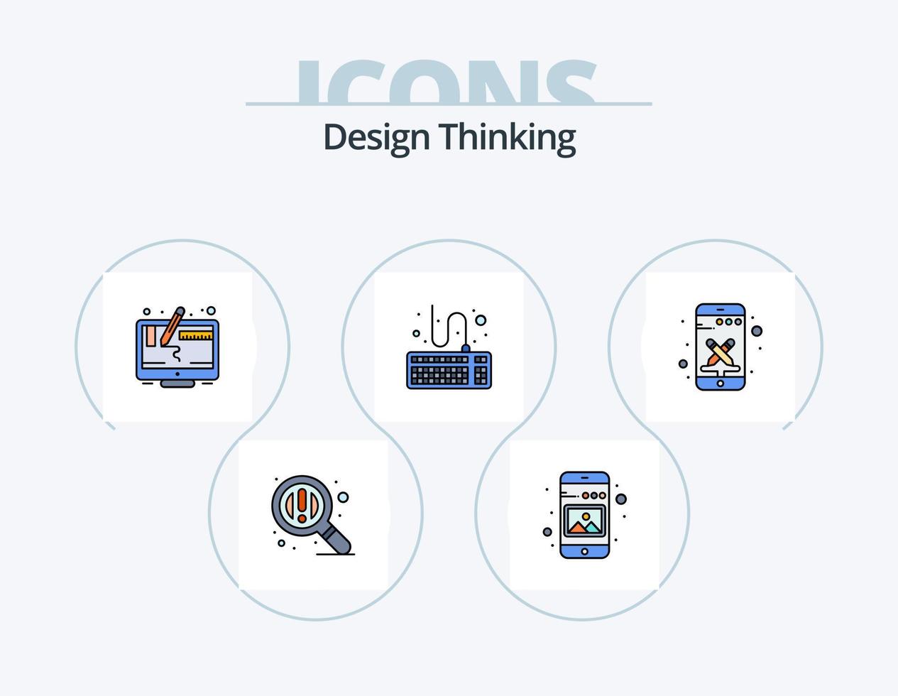 design pensiero linea pieno icona imballare 5 icona design. . foto. comunicazione. Immagine. matita vettore
