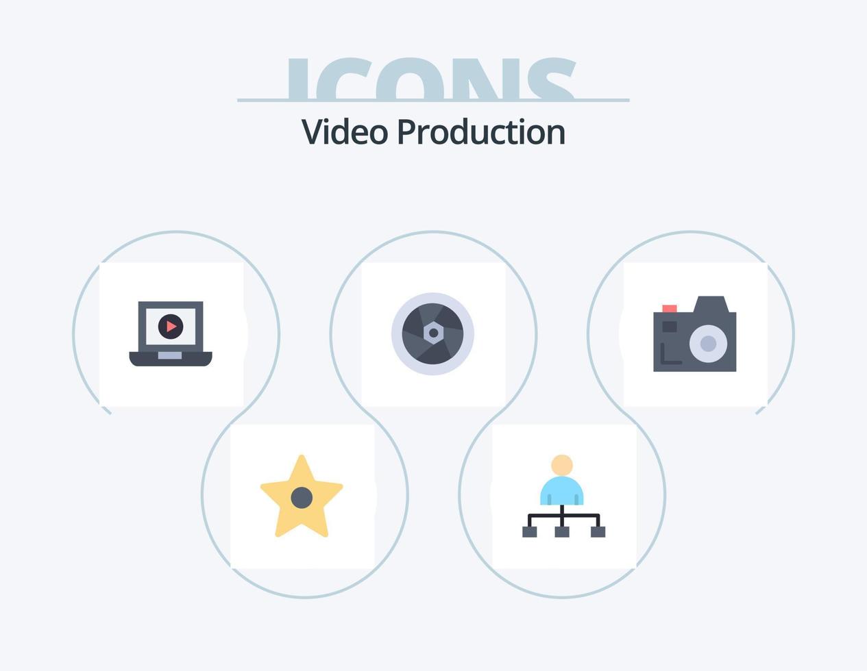 video produzione piatto icona imballare 5 icona design. . comunicazione. computer. telecamera. rubinetto vettore