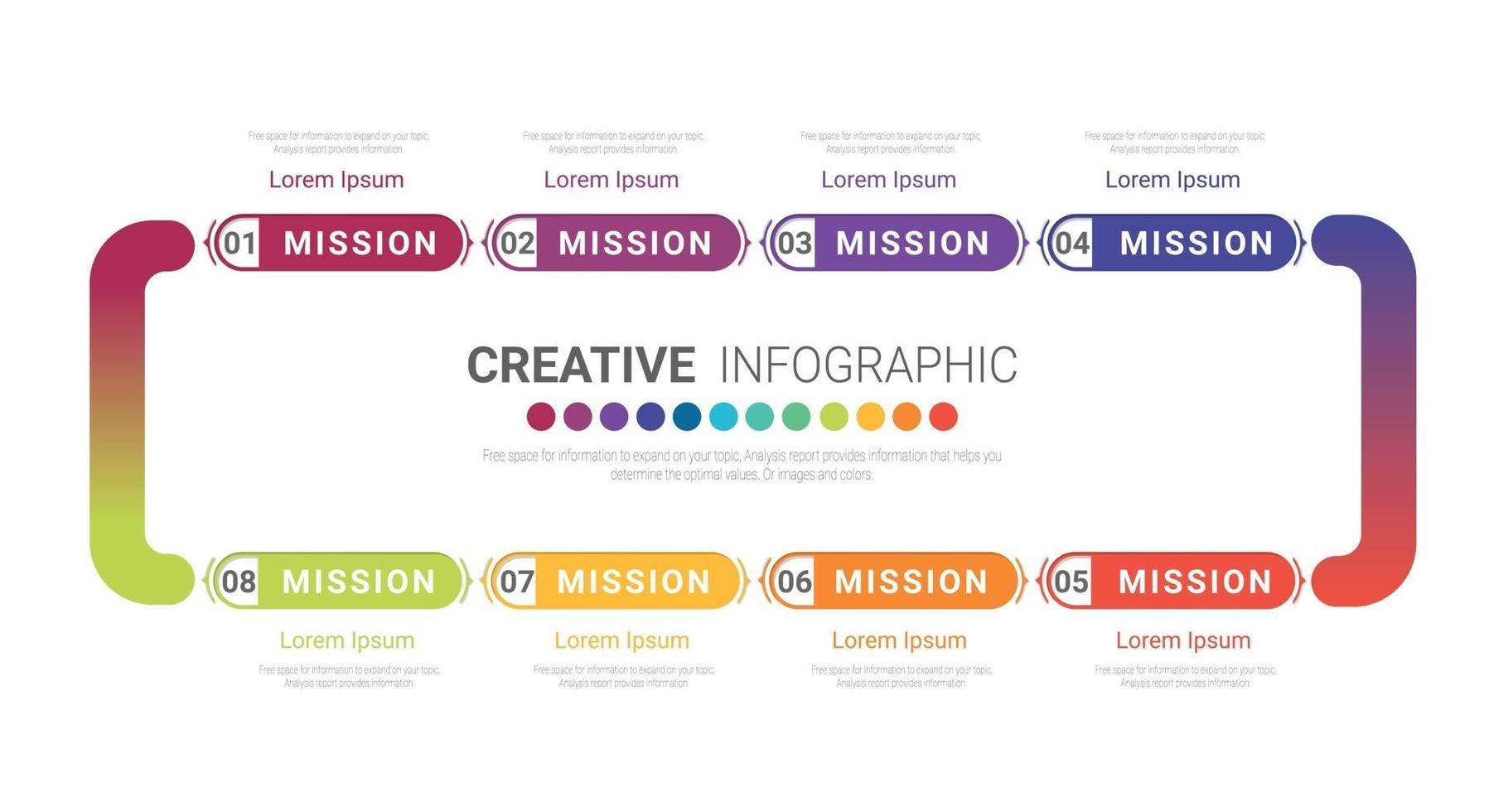 modello di progettazione infografica con numeri 8 opzione per la presentazione vettore