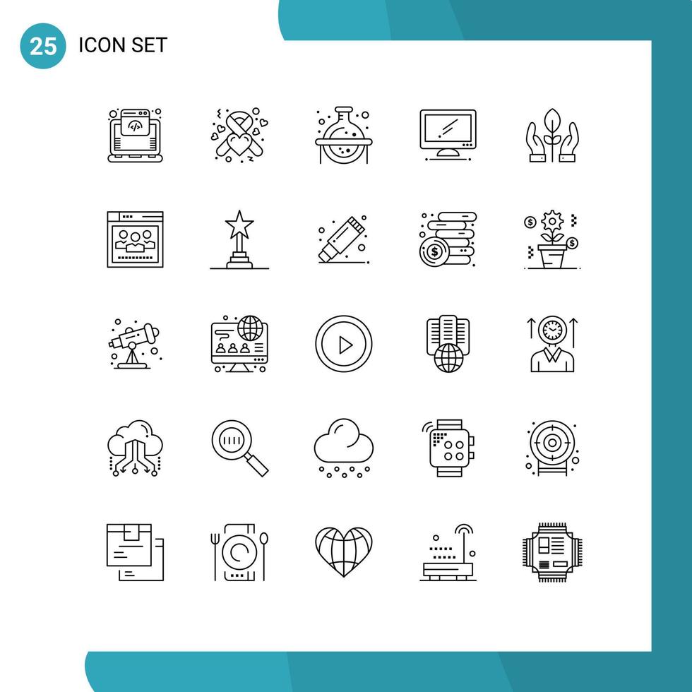 impostato di 25 moderno ui icone simboli segni per conservazione imac chimico dispositivo computer modificabile vettore design elementi